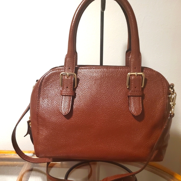Kate Spade ♠️ Brown Leather Brighton Park Satchel Bag with Crossbody Strap - Picture 3 of 12